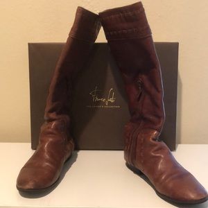 Tall brown knee high leather Franco Sarto boots